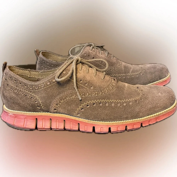 Cole Haan ZeroGrand Wingtip Oxford Shoe Dark Roast Brown Suede Red 10.5 M C26224 main image 6